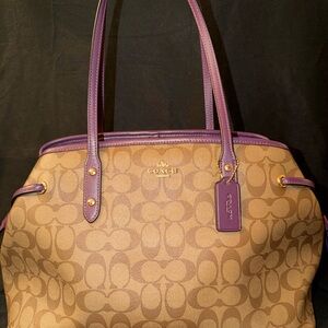 Coach Signature Drawstring Carryall Shoulder Bag F57842 Khaki/Blackberry